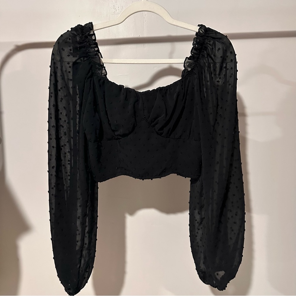 ❤️ SHEIN Black Sheer Women's Top